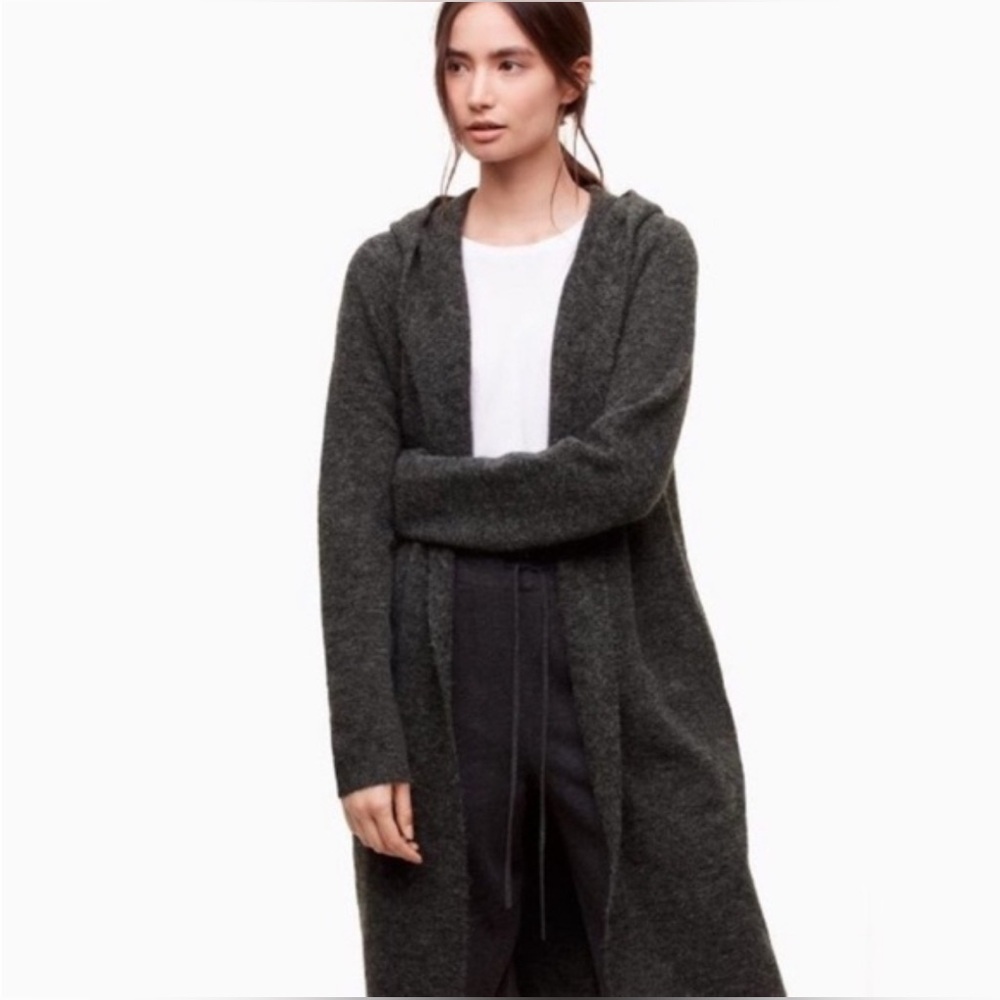 ARITZIA / The Group BABATON - Long Cardigan with Pockets and Hood in Grey